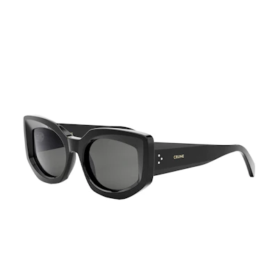CELINE Black Acetate Irregular Sunglasses Unisex with Logo Temples. CL40277I01a