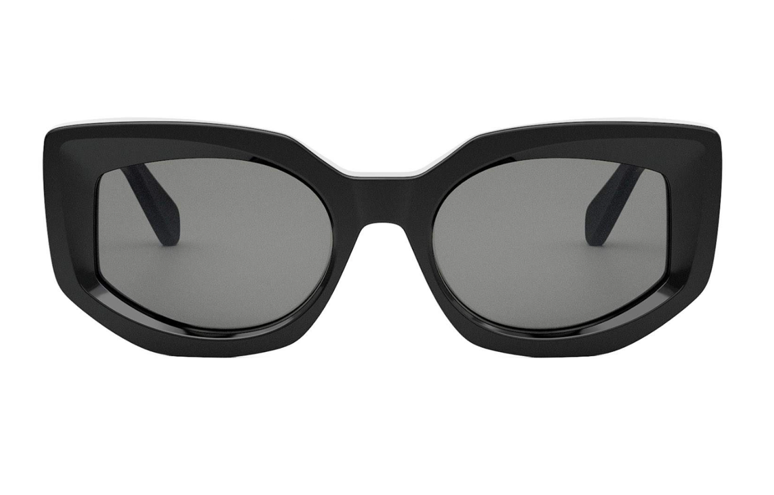 Lookbook CELINE 黑色醋酸材质不规则男女同款墨镜 带标志镜腿. CL40277I01a