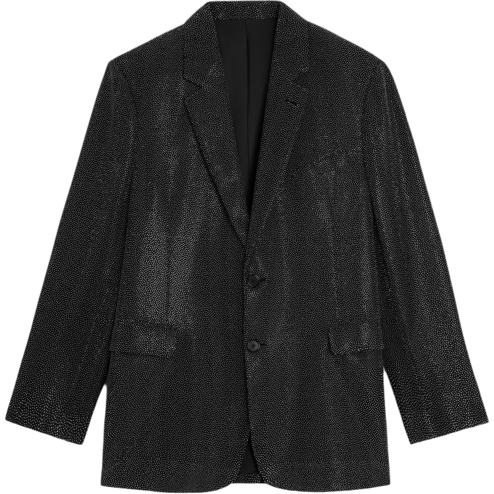 Celine Black Boxy Gabardine Wool Jacket with Studs and Button-Up Design 2V74G168Q-38ME