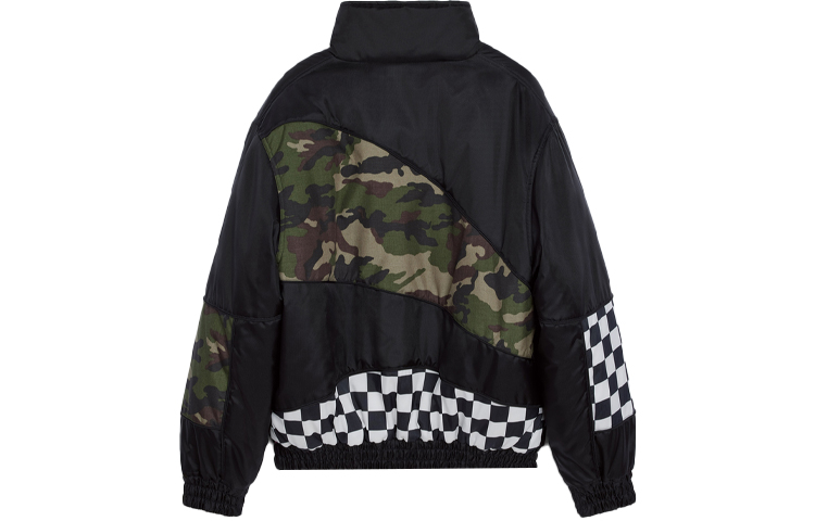 Lookbook CELINE Jaket Zip-Up Longgar Hitam Camo Plaid. 2W403455O-38NO