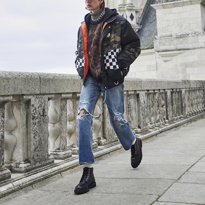 CELINE Black Camo Plaid Zip-Up Loose Fit Jacket. 2W403455O-38NO Shop CELINE Black Camo Plaid Zip-Up Loose Fit Jacket. 2W403455O-38NO