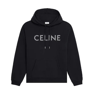 Celine Black Hoodie with Letter Print, Loose Fit Long Sleeve 2Y479052H-38NO
