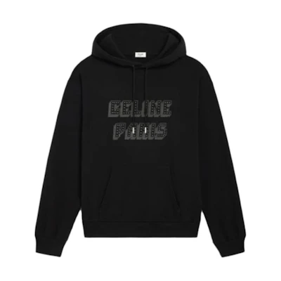 Celine Black Hoodie with Letter Print Long Sleeve Design 2Y05E670Q-38NS