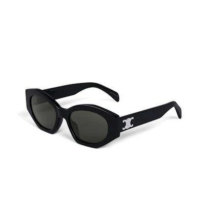 CELINE Black Irregular Acetate Sunglasses Unisex with Logo Temple Detail. 4S238CPLB
