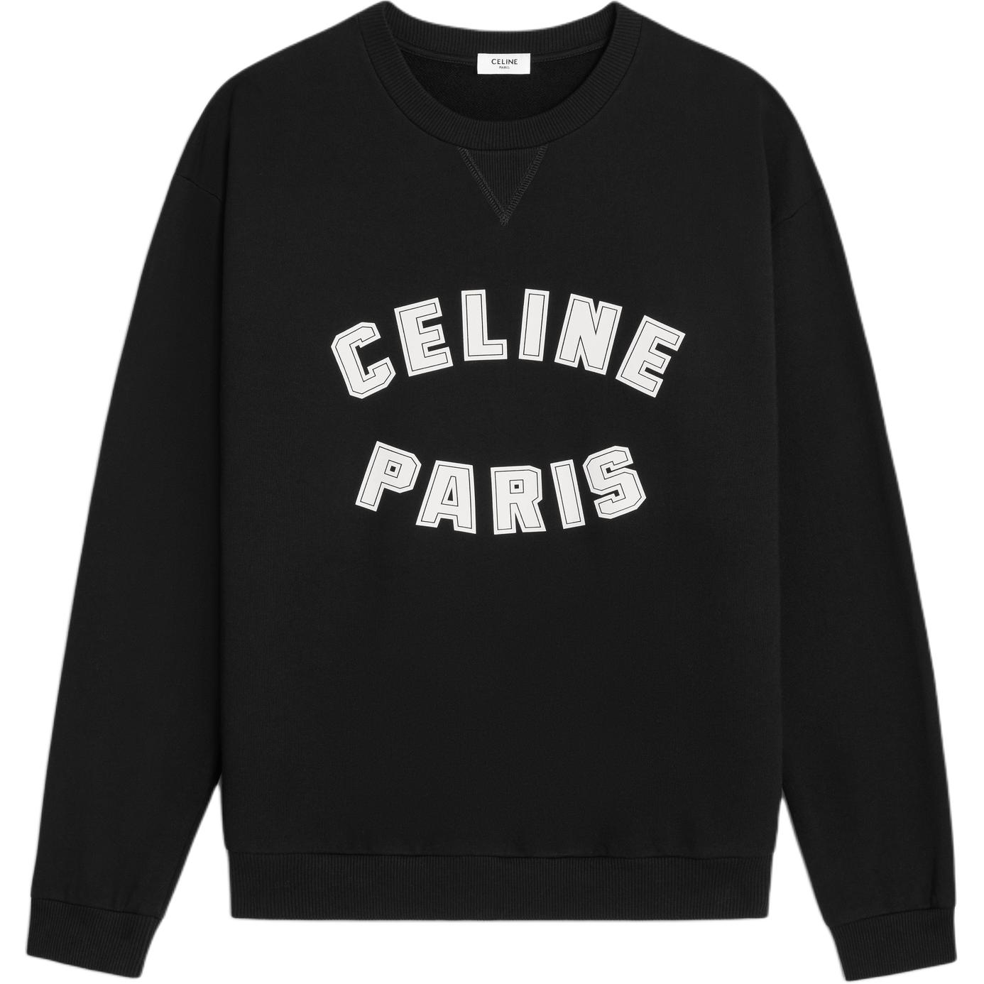 Celine Black Letter Print Crewneck Pullover Sweatshirt 2Y89G670Q-38AW