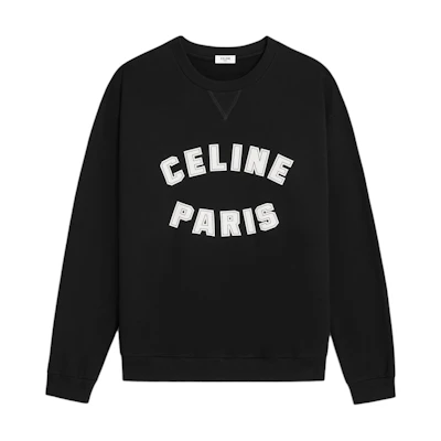 Celine Black Letter Print Crewneck Pullover Sweatshirt 2Y89G670Q-38AW