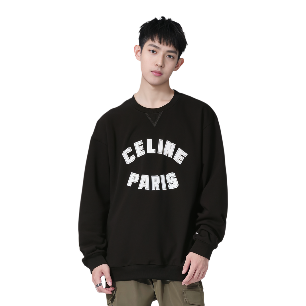 Purchase Celine Sweatshirt Hitam Cetakan Huruf Crewneck Pullover 2Y89G670Q-38AW