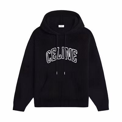 Celine Black Letter Print Loose Fit Hoodie with Drawstring 2AX0A311Y-38NO