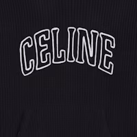 Shop Celine 黑色字母印花抽繩寬鬆連帽上衣 2AX0A311Y-38NO