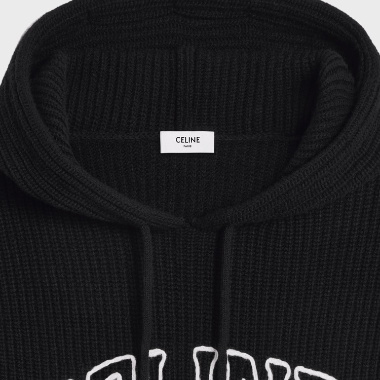 Purchase Celine 黑色字母印花抽繩寬鬆連帽上衣 2AX0A311Y-38NO