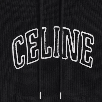 Celine 黑色字母印花抽繩寬鬆連帽上衣 2AX0A311Y-38NO Details for Celine 黑色字母印花抽繩寬鬆連帽上衣 2AX0A311Y-38NO