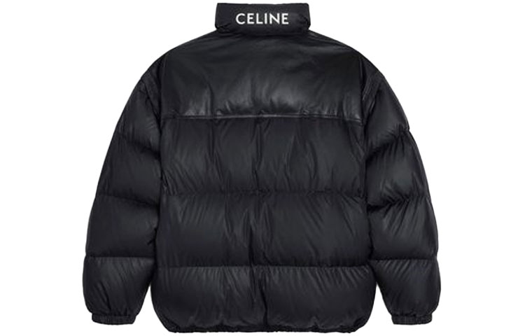 Lookbook CELINE Black Letter Print Zip-Up Puffer Jacket with High Collar. 2W429092L-38NO