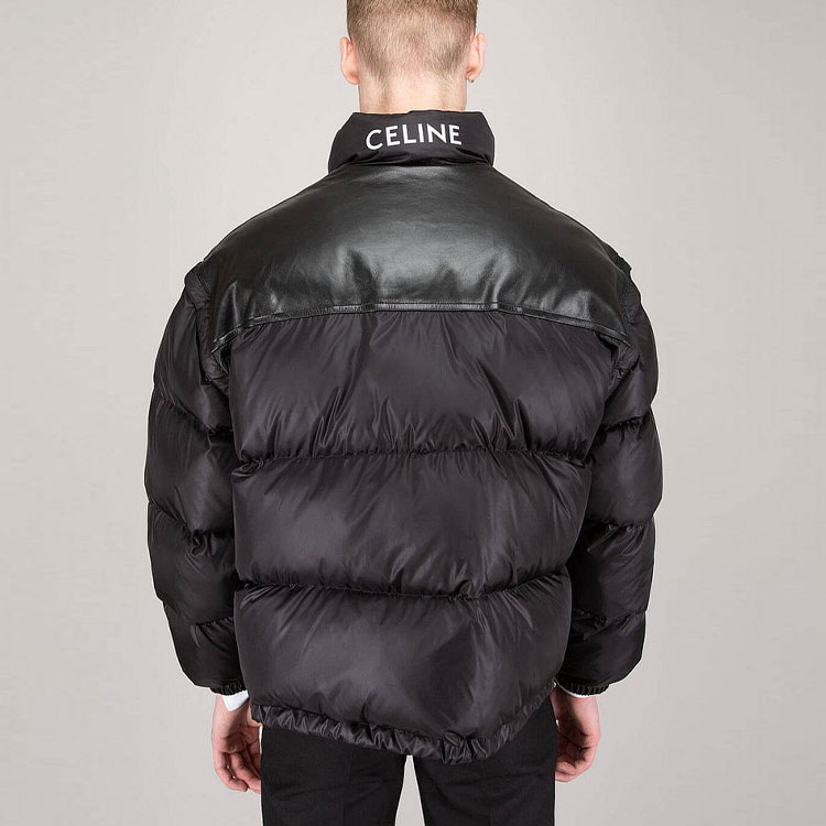 Purchase CELINE Black Letter Print Zip-Up Puffer Jacket with High Collar. 2W429092L-38NO