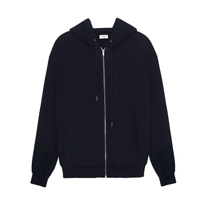 Celine Black Logo Print Fleece Zip Hoodie - Oversized Fit 2Y497052H-38AW