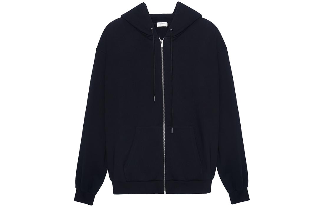 Order Celine 黑色Logo印花抓毛拉鍊連帽衫 - 寬鬆版型 2Y497052H-38AW