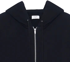 Sizing Celine 黑色Logo印花抓毛拉鍊連帽衫 - 寬鬆版型 2Y497052H-38AW