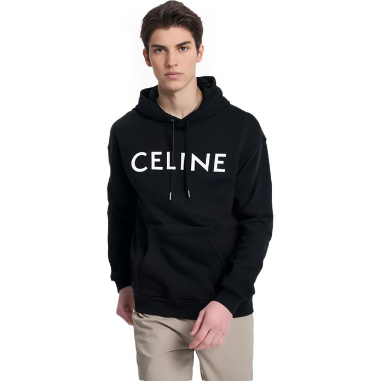 Purchase Celine Black Long Sleeve Sweatshirt with Solid Logo Print 2Y321670Q-38AW