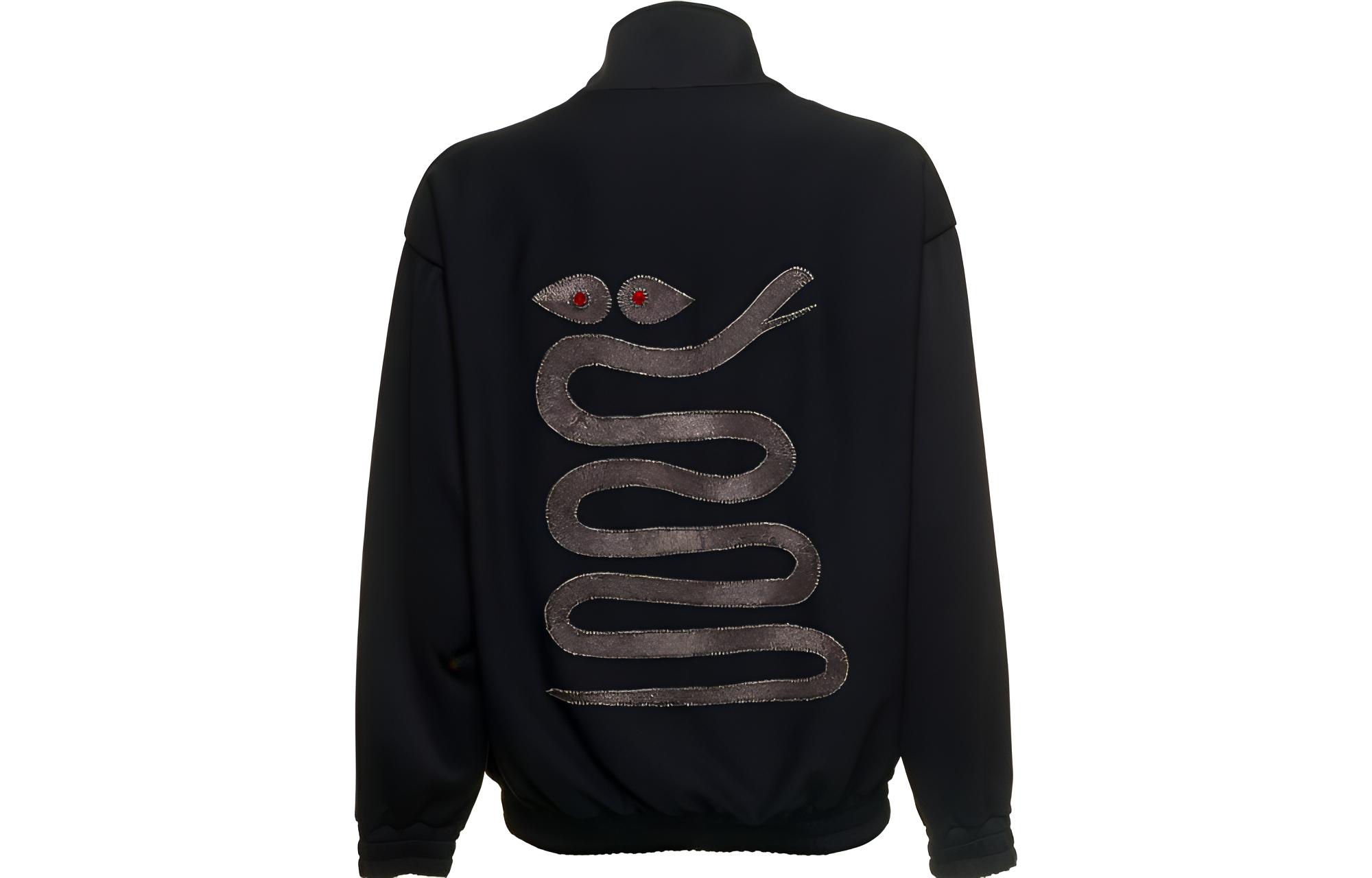 Celine Black Loose-Fit Jacket with Snake Print on Back 2Y659121O-38NO