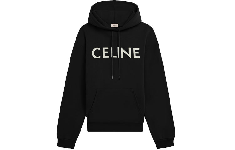 CELINE Black Oversized Hoodie with Logo Print. 2Y321052H-38AW