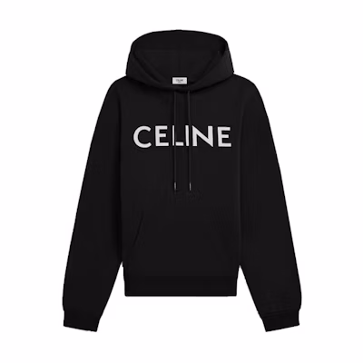 CELINE Black Oversized Hoodie with Logo Print. 2Y321052H-38AW