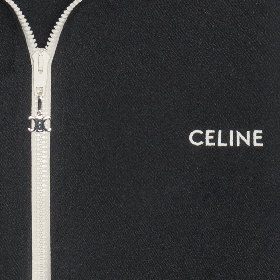 Sizing Sudadera Negra Oversize de Celine con Cremallera y Bordado de Logo. 2Y490121O-38NO