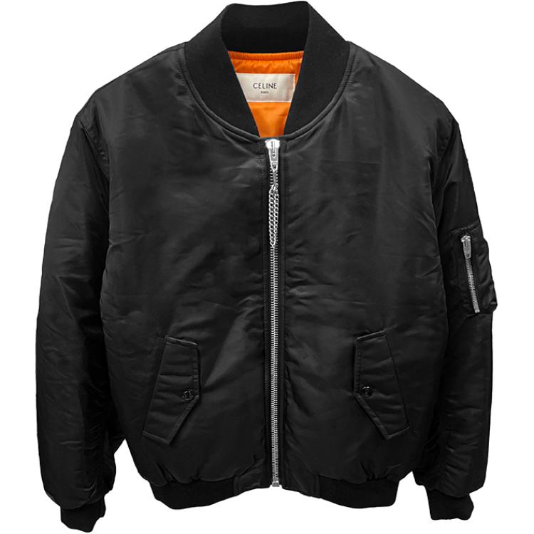 Celine Black Printed Loose High Collar Zip-Up Jacket 889O2W426-38NO