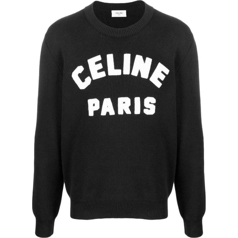 Celine Black Pullover Hoodie with Letter Print Long Sleeves 2A10D816I-38NO