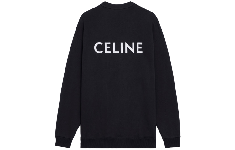CELINE Black Solid Color Logo Print Single-Breasted Knit Sweater. 2Y672670Q-38AW
