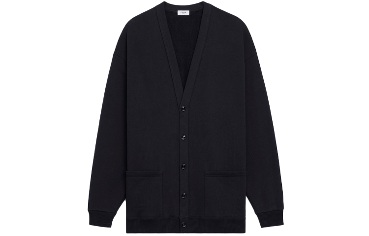 Lookbook CELINE 黑色单排扣针织毛衣 带标志印花 时尚简约款式 2Y672670Q-38AW