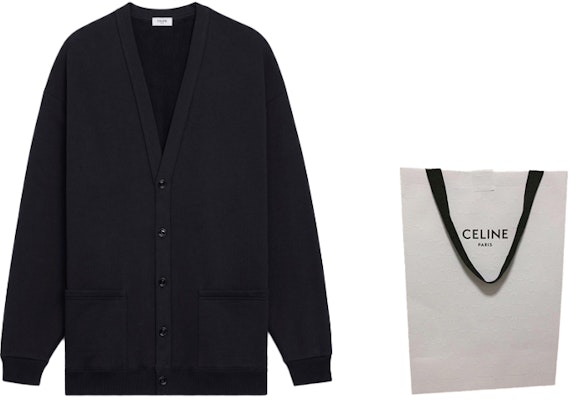 CELINE 黑色单排扣针织毛衣 带标志印花 时尚简约款式 2Y672670Q-38AW Shop CELINE 黑色单排扣针织毛衣 带标志印花 时尚简约款式 2Y672670Q-38AW