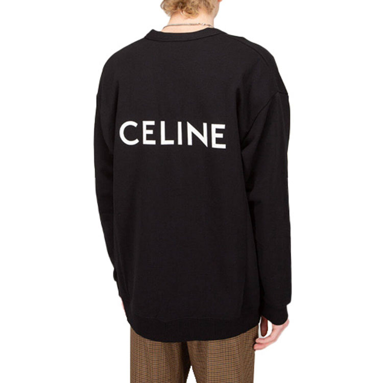 Sizing CELINE 黑色单排扣针织毛衣 带标志印花 时尚简约款式 2Y672670Q-38AW