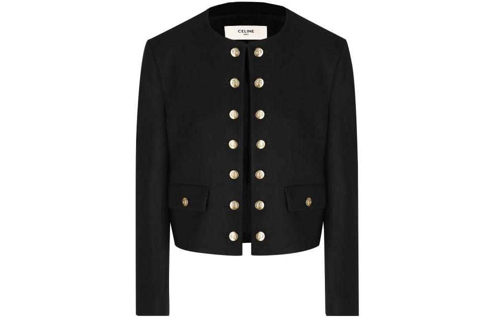 Celine Black Solid Color Relaxed Fit Long-Sleeve Jacket 2V72P998K38NO