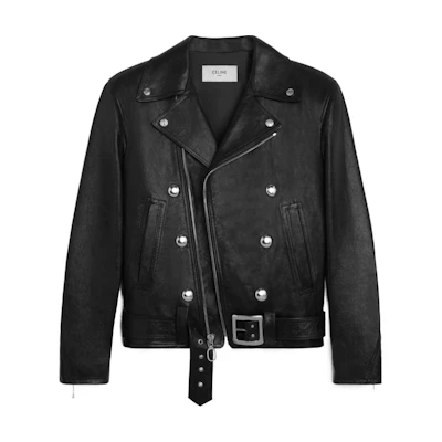 Celine Black Solid Color Zip-Up Jacket with Asymmetrical Hem 2EK84132O-38