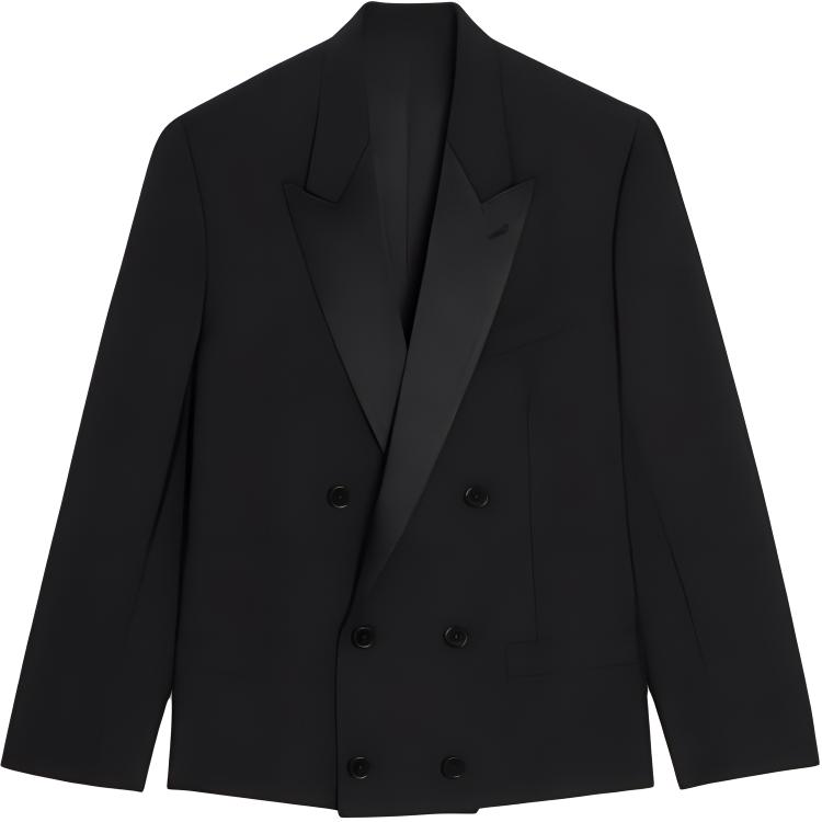 Celine Black Solid Double-Breasted Long Sleeve Jacket 2V93J674D-38NO