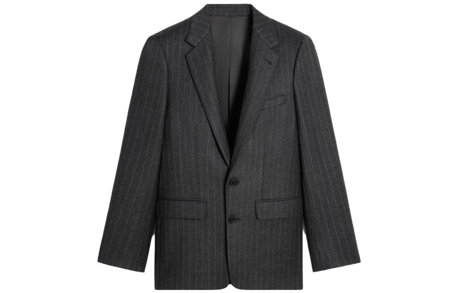 Celine Black Striped Button-Up Collared Long-Sleeve Jacket 2V20J106W-09ME