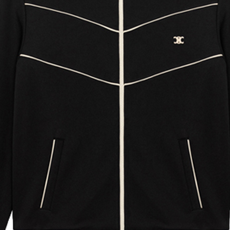 Purchase セリーヌ ブラック トリオンフロゴ ジップアップ カラーブロックフーディー 2Y170020J-38NO