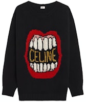 CELINE Black Wool Sweater with SS21 Lip Pattern 2A04L714M-38NO CELINE Black Wool Sweater with SS21 Lip Pattern 2A04L714M-38NO