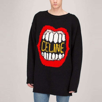 Jersey de Lana Negra CELINE con Patrón de Labios SS21. 2A04L714M-38NO Details for Jersey de Lana Negra CELINE con Patrón de Labios SS21. 2A04L714M-38NO