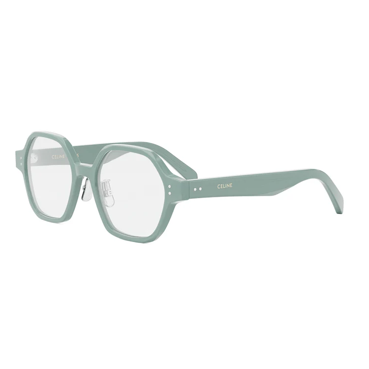 CELINE Blue Irregular Acetate Optical Glasses Unisex with Logo Temples. CL50142F-093