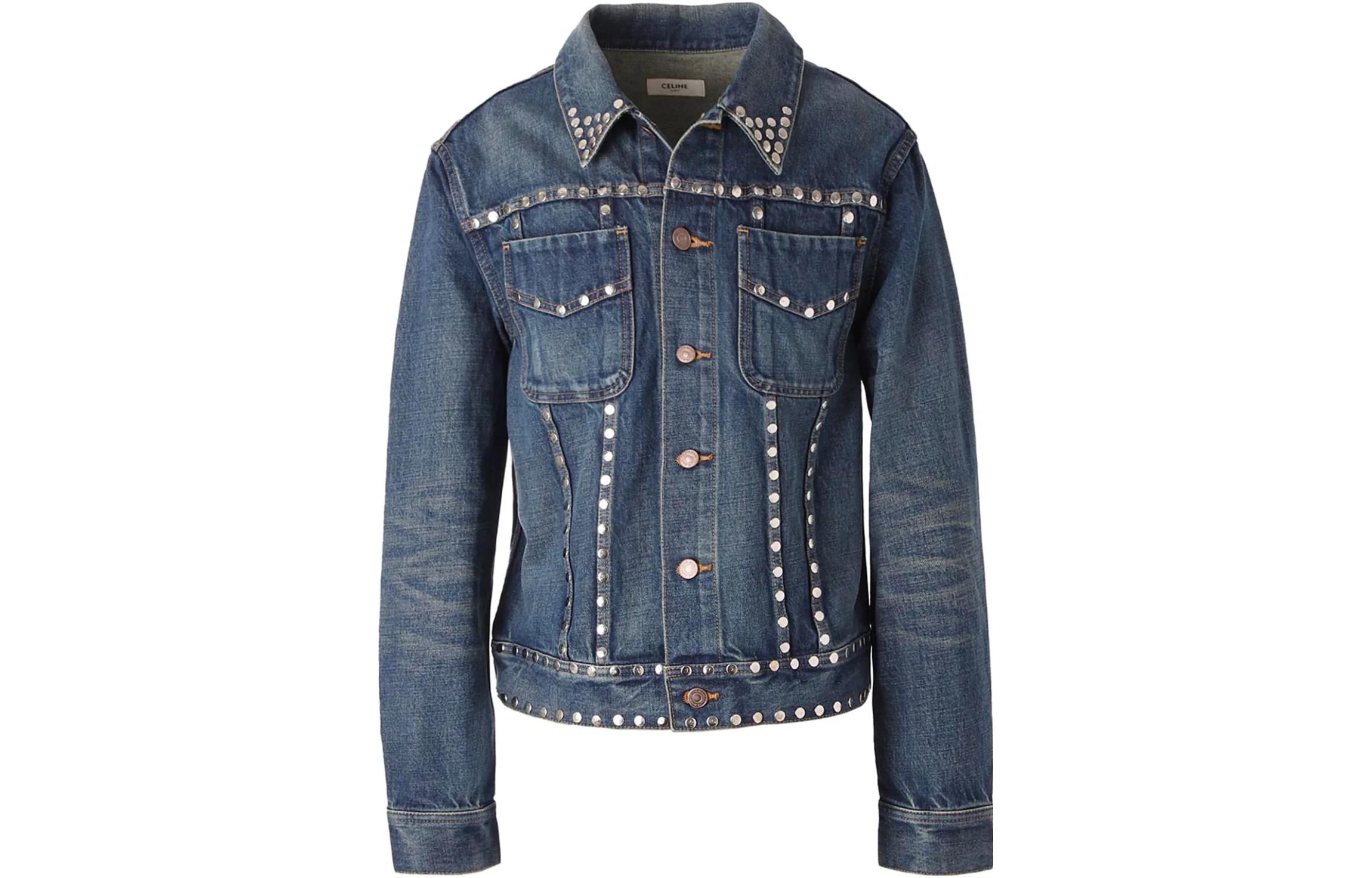 Celine Blue Polka Dot Long Sleeve Jacket with Single-Breasted Design 930F2Q20007DU