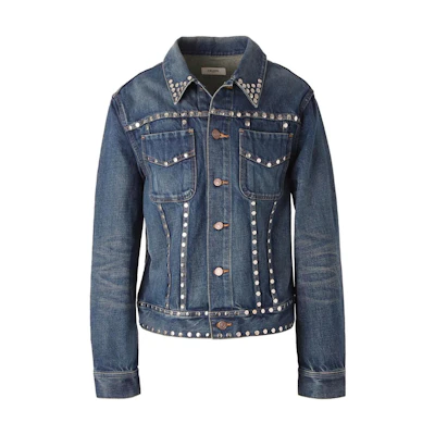 Celine Blue Polka Dot Long Sleeve Jacket with Single-Breasted Design 930F2Q20007DU