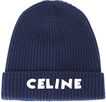 CELINE Blue Wool Knit Beanie with Logo Embellishment for Men 2A25R423P07MR CELINE Blue Wool Knit Beanie with Logo Embellishment for Men 2A25R423P07MR