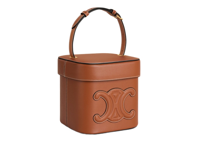Celine Box Bag Medium Triomphe Embroidery Tan