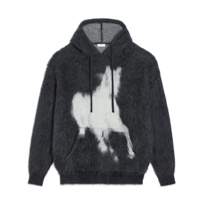 Celine BOY DOLL FW22 Horse Knit Pullover Sweatshirt Black 2AC15612S-38OW