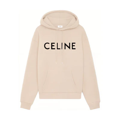 CELINE BOY DOLL FW22 Oversized Beige Logo Hoodie Fleece Pullover. 2Y321670Q.-02SX