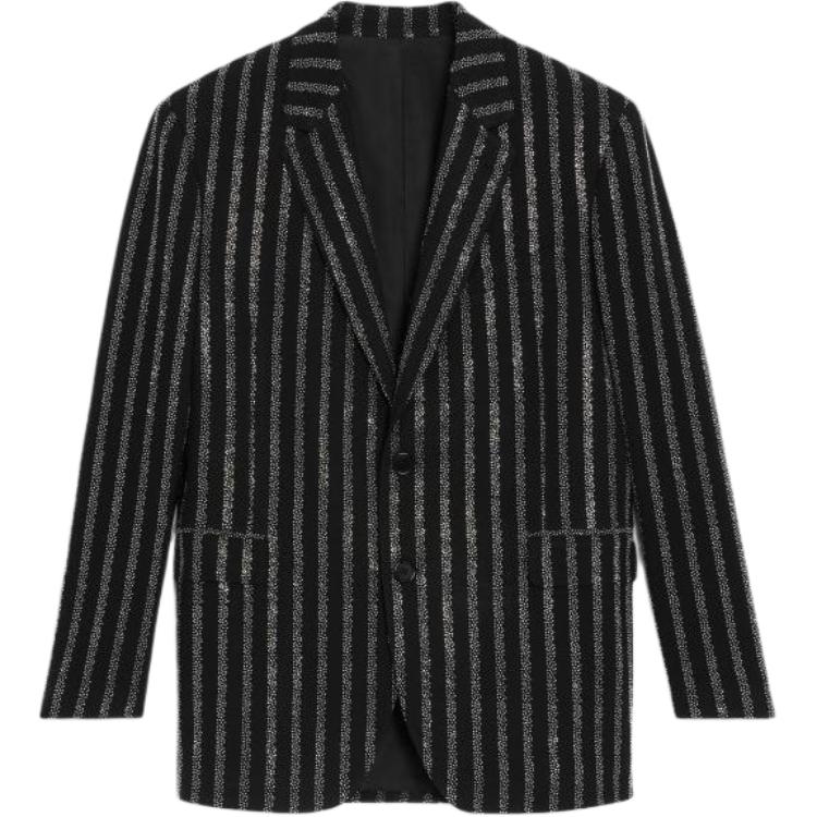 Celine BOY DOLL FW22 Striped Collar Loose Fit Single-Breasted Jacket Black Men 2V74G930R-38GA