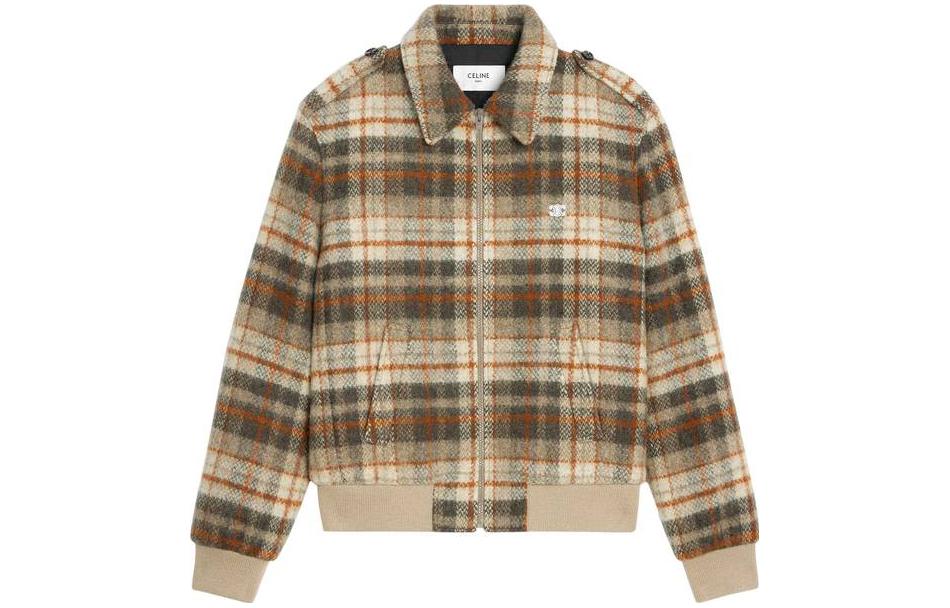 Celine Brown Checkered Full-Zip Long-Sleeve Jacket 2V88R781V-40VA