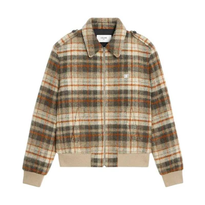 Celine Brown Checkered Full-Zip Long-Sleeve Jacket 2V88R781V-40VA
