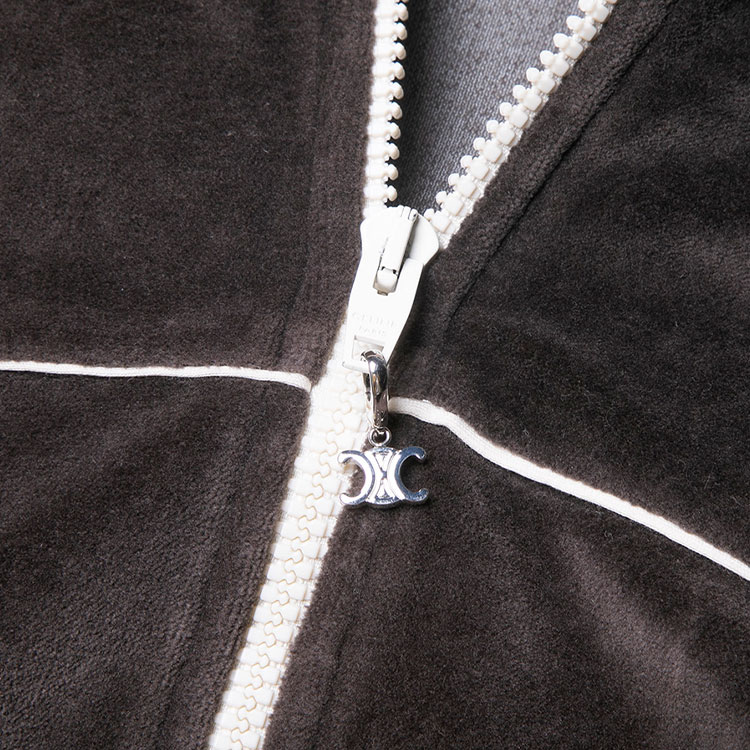 Purchase CELINE 棕色長袖拉鍊外套對比車縫線設計 2Y168679I-19BR