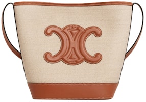 Celine Bucket Cuir Bag Small Triomphe Embroidery Natural/Tan Celine Bucket Cuir Bag Small Triomphe Embroidery Natural/Tan